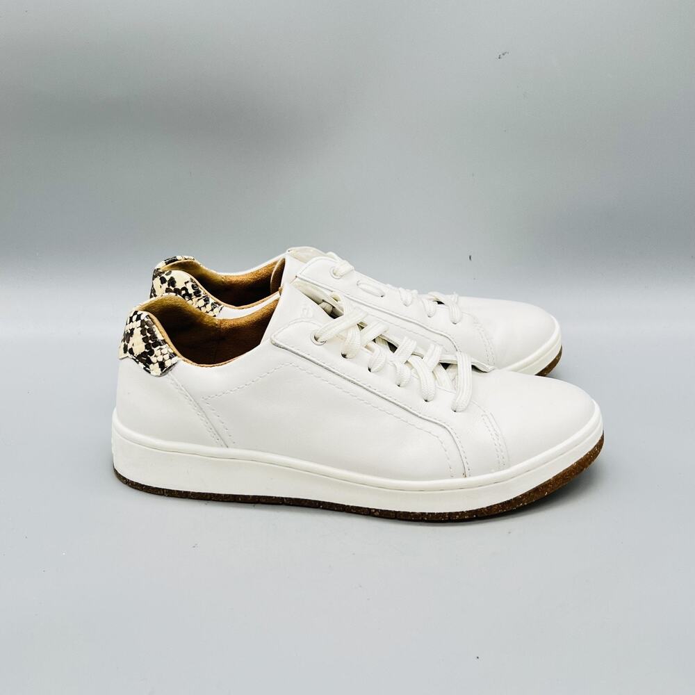 Aetrex Shoes Womens 7 White Leather Blake Snake Print Walking Sneakers Comfort
